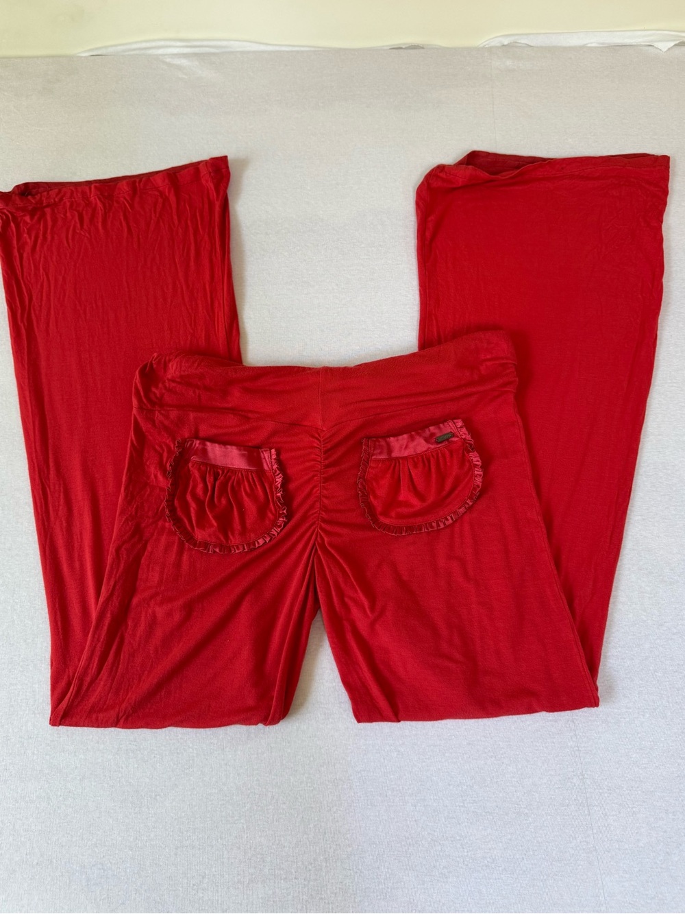 Beach Bunny Y2K Wide Leg Lounge Pants Scrunch Ruffle Pockets Large